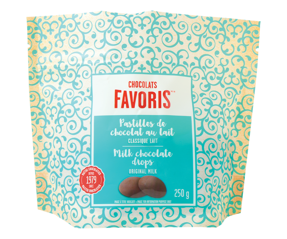 Milk Chocolate Drops, 250 g Chocolat Favoris In a bag Jean Coutu