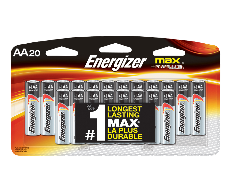 Max AA Battery Pack, 20 units Energizer Standard batteries and