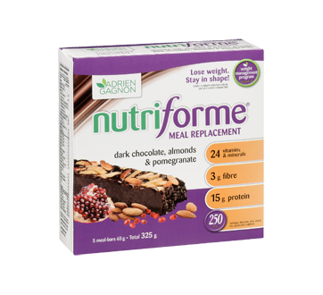 Image 2 of product Adrien Gagnon - Nutriforme Bars, 5 x 65 g, Dark Chocolate, Almond, and Pomegranate