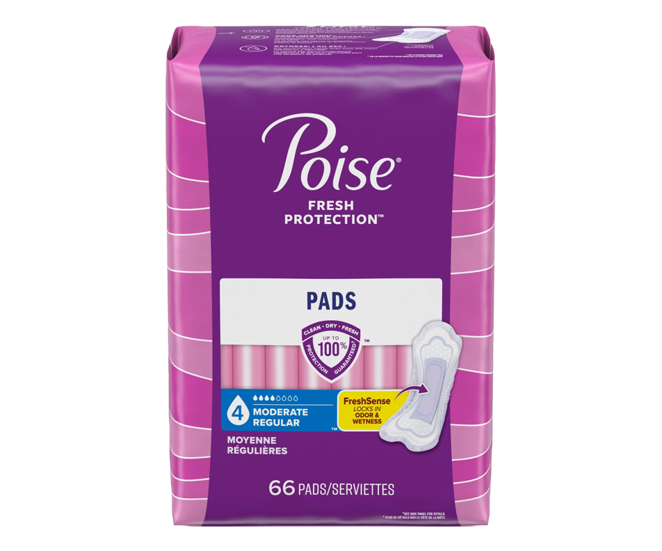 Postpartum Incontinence Pads, Moderate Flow, Regular, 66 units Poise Incontinence Jean Coutu