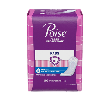 Image of product Poise - Regular Length Pads Moderate Absorbency, 66 units