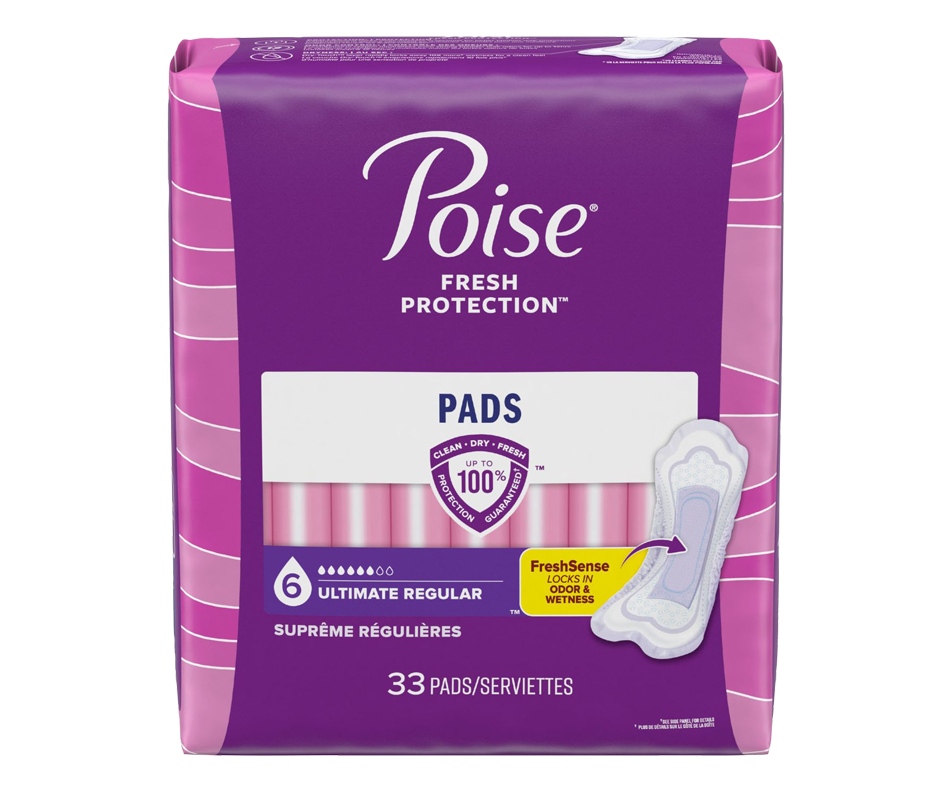 Postpartum Incontinence Pads, Ultimate Flow, Regular, 33 units Poise