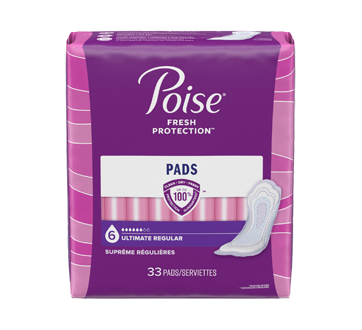 Poise Ultimate Regular Pads, 33 units