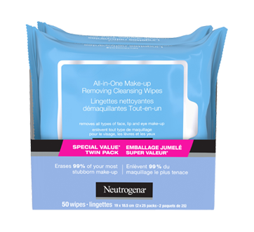 Image 8 of product Neutrogena - All-in-one Make-up Removing Cleansing Wipes, 2 x 25 units