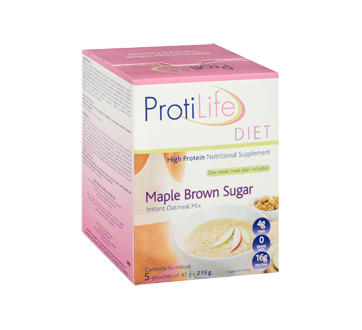 Image 2 of product ProtiLife - Diet Oatmeal Mix, 5 x 43 g, Maple And Brown Sugar 