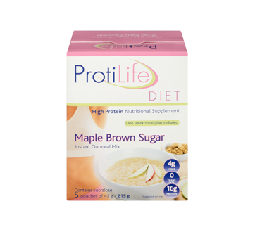 Image 3 of product ProtiLife - Diet Oatmeal Mix, 5 x 43 g, Maple And Brown Sugar 