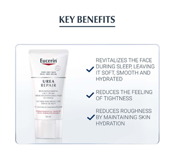 Image 5 of product Eucerin - Urea Repair Replenishing Face Creme Night 5% Urea for Dry Skin to Very Dry Skin
