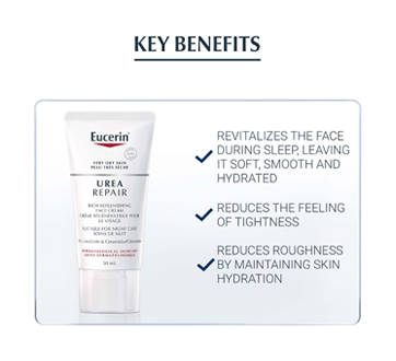 Image 5 of product Eucerin - Urea Repair Replenishing Face Creme Night 5% Urea for Dry Skin to Very Dry Skin