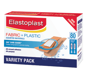 Fabric + Plastic Assorted Adhesive Bandages, 80 units