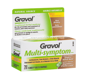 Image of product Gravol - Multi-Symptom Tablets, 20 units, Ginger