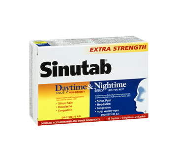 Image 2 of product Sinutab - Extra Strength Day/Night Caplets, 24 units