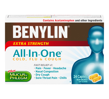Image of product Benylin - Benylin All-In-One Cold and Flu Extra Strength, 24 units