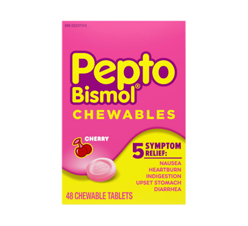 Image of product Pepto-Bismol - Chewable Tablets, 48 units, Cherry