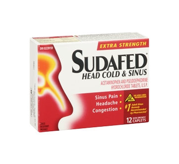 Image 2 of product Sudafed - Head Cold & Sinus Extra Strength Caplets, 12 units