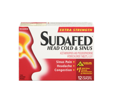 Image 3 of product Sudafed - Head Cold & Sinus Extra Strength Caplets, 12 units