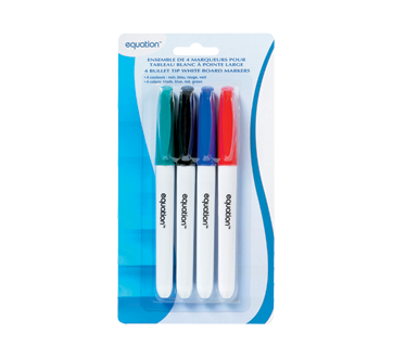 Bullet Tip White Board Markers, 4 units