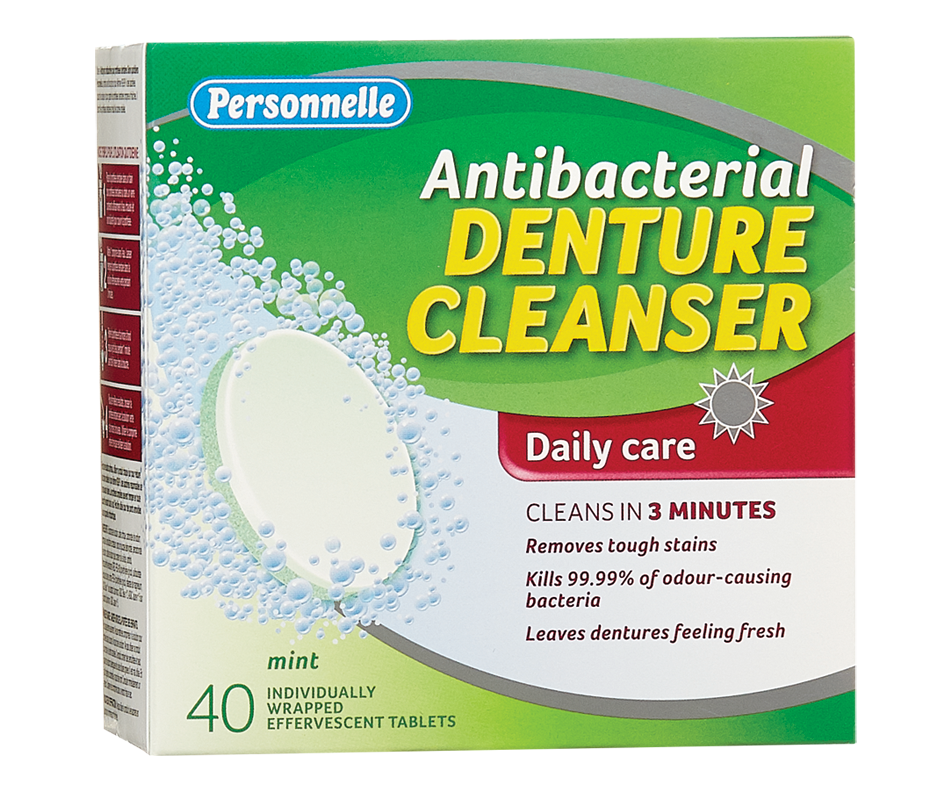 Antibacterial Daily Care Denture Cleanser, Mint, 40 units Personnelle