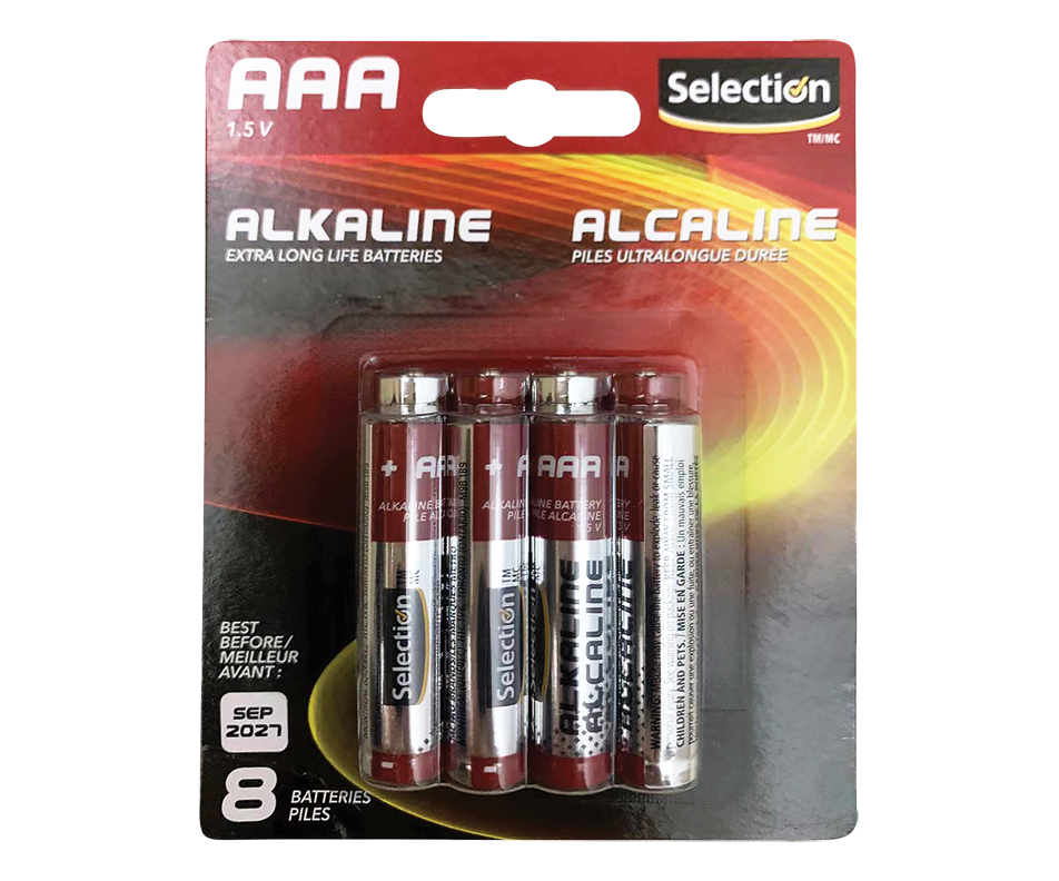 AAA Size Alkaline Battery, 8 units Selection Standard batteries and