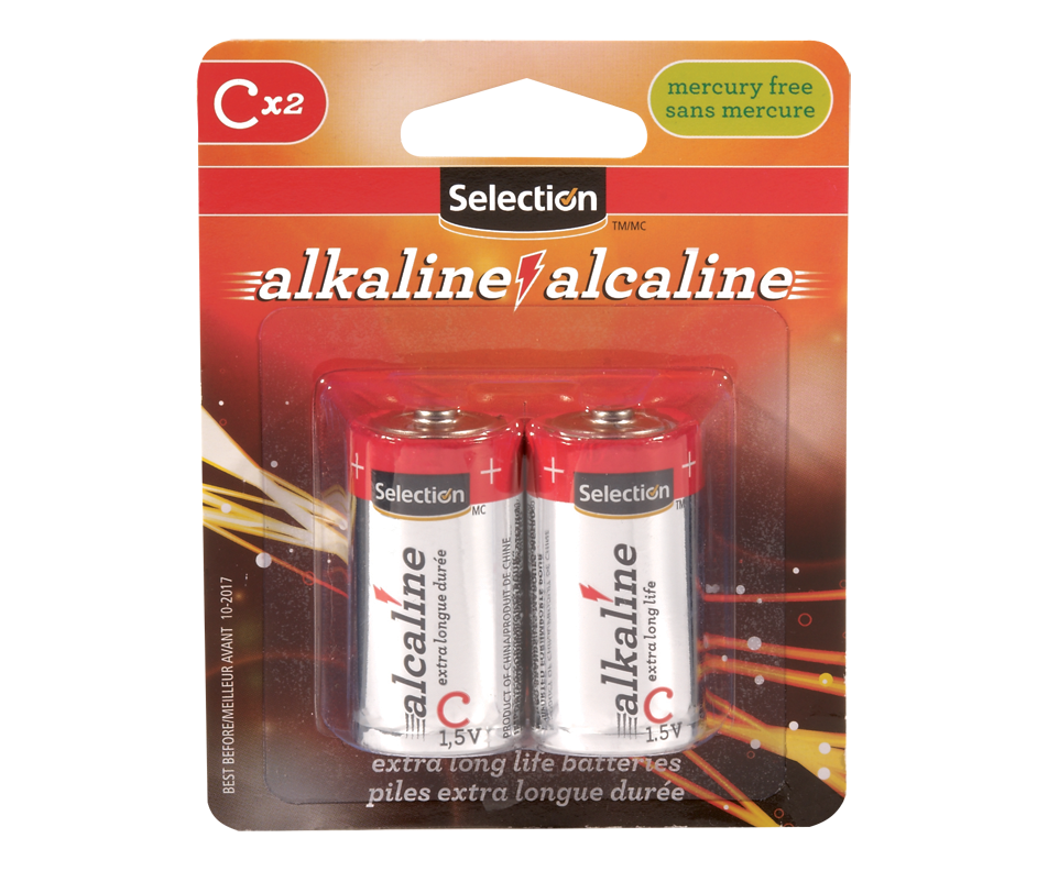C Size Alkaline Battery, 2 units Selection Standard batteries and
