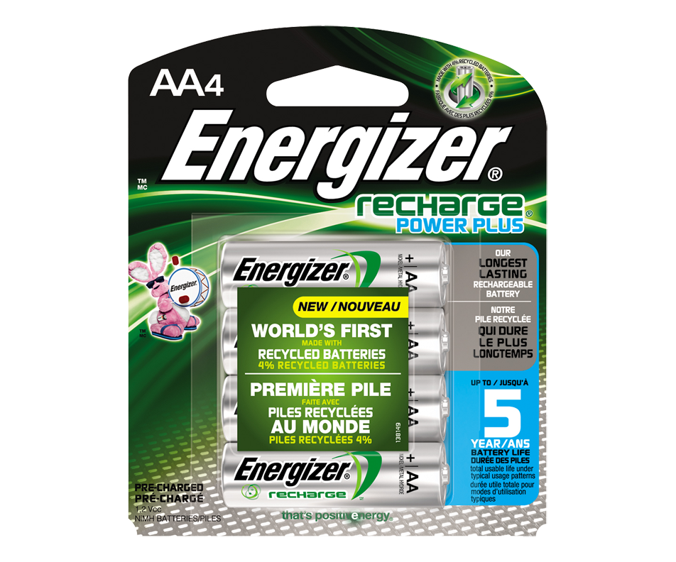 Batteries, Recharge Power Plus AA4 Energizer Rechargeable Jean Coutu