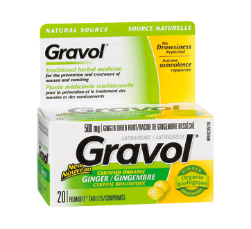 Image 1 of product Gravol - Natural Source Tablets, 20 units, Ginger