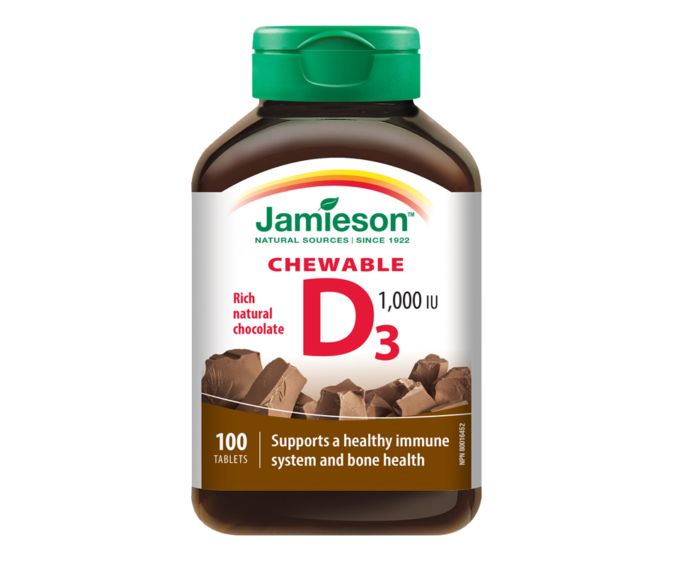 Chewable Vitamin D 1,000 IU, 100 units Jamieson Wellness Jean Coutu