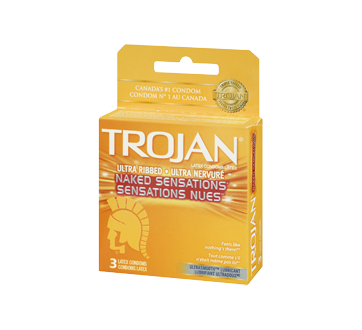 Image 1 of product Trojan - Naked Sensations Ultra Ribbed Lubricated Condoms, 3 units