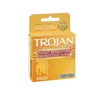 Image 2 of product Trojan - Naked Sensations Ultra Ribbed Lubricated Condoms, 3 units