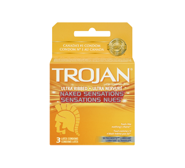 Image 3 of product Trojan - Naked Sensations Ultra Ribbed Lubricated Condoms, 3 units