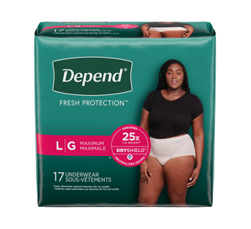 Fresh Protection Women Incontinence Underwear Maximum Absorbency, Blush -  Large, 17 units – Depend : Incontinence