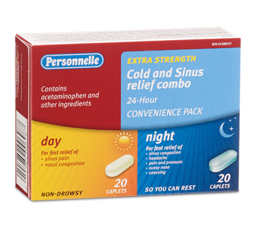 Image of product Personnelle - Cold and Sinus Relief Extra-Strength Combo, 10 daytime units + 10 nighttime units