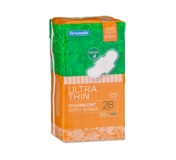 Ultra-Thin Pads with Tabs, Super Overnight, 28 units