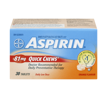 Image 1 of product Aspirin - Aspirin Quick Chews Daily Low Dose Tablets 81 mg, 30 units, Orange