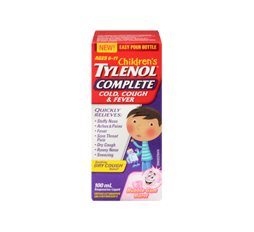 Tylenol Complete Cold Cough Fever Children S Suspension Liquid 100 Ml Bubble Gum Tylenol Syrup Jean Coutu