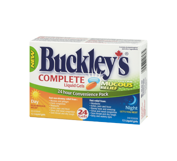 Image 1 of product Buckley - Complete with Mucous Relief Daytime and Nighttime Formula, 24 units