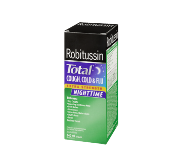 Image 1 of product Robitussin - Robitussin Syrup Total Cough Cold & Flu Extra Strength Nightime, 240 ml