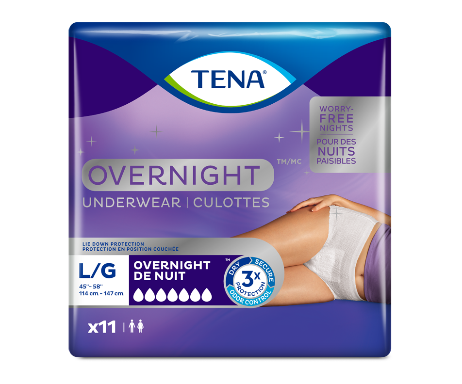 Overnight Incontinence Underwear Absorbency, Large, 11 units Tena Incontinence Jean Coutu