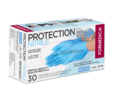 Image of product Formedica - Disposable All Purpose Gloves Protection - Nitrile, 30 units, Large/X-Large, Blue