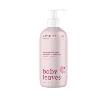Image 1 of product Attitude - Baby Leaves 2-in-1 Natural Shampoo & Body Wash, 473 ml, Fragrance-free