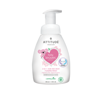 Image of product Attitude - Baby Leaves 2-in-1 Hair and Body Foaming Wash, 295 ml, Fragrance-free