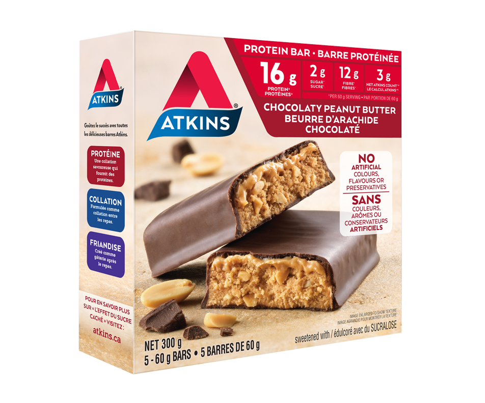 Protein bar Chocolaty peanut butter, 5 x 60 g Atkins Nutritional
