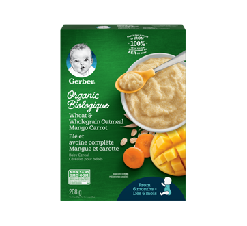 Baby Cereal Organic, 208 g, Whot & Wholegrain Oatmeal Mango Carrot