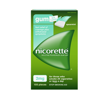 Image of product Nicorette - Nicotine Polacrilex Gum USP 2mg, 105 units, Spearmint