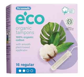 e'co Organic Tampons, Regular, 16 units