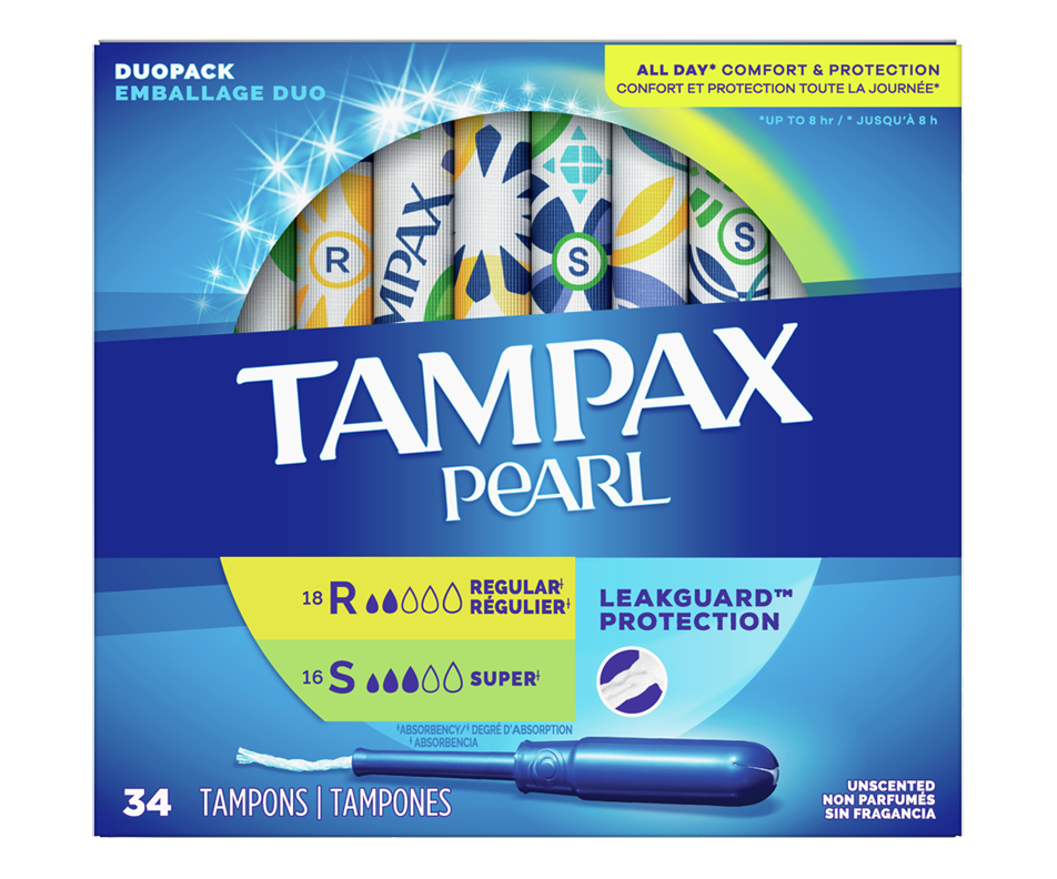 Pearl Tampons Duo Pack with LeakGuard Braid Regular/Super Absorbency