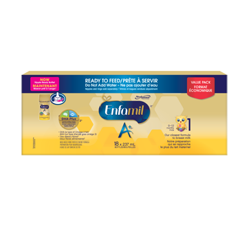 Image of product Enfamil A+ - A+ Baby Formula, Ready to Feed Bottles, Nipple-Ready, 18 units