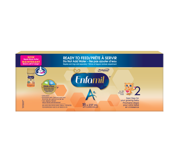 Image of product Enfamil A+ - A+ 2 Baby Formula, Ready to Feed Bottles, Nipple-Read, 18 units