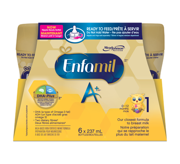 Image of product Enfamil A+ - A+ Baby Formula, Ready to Feed Bottles, Nipple-Ready, 6 units