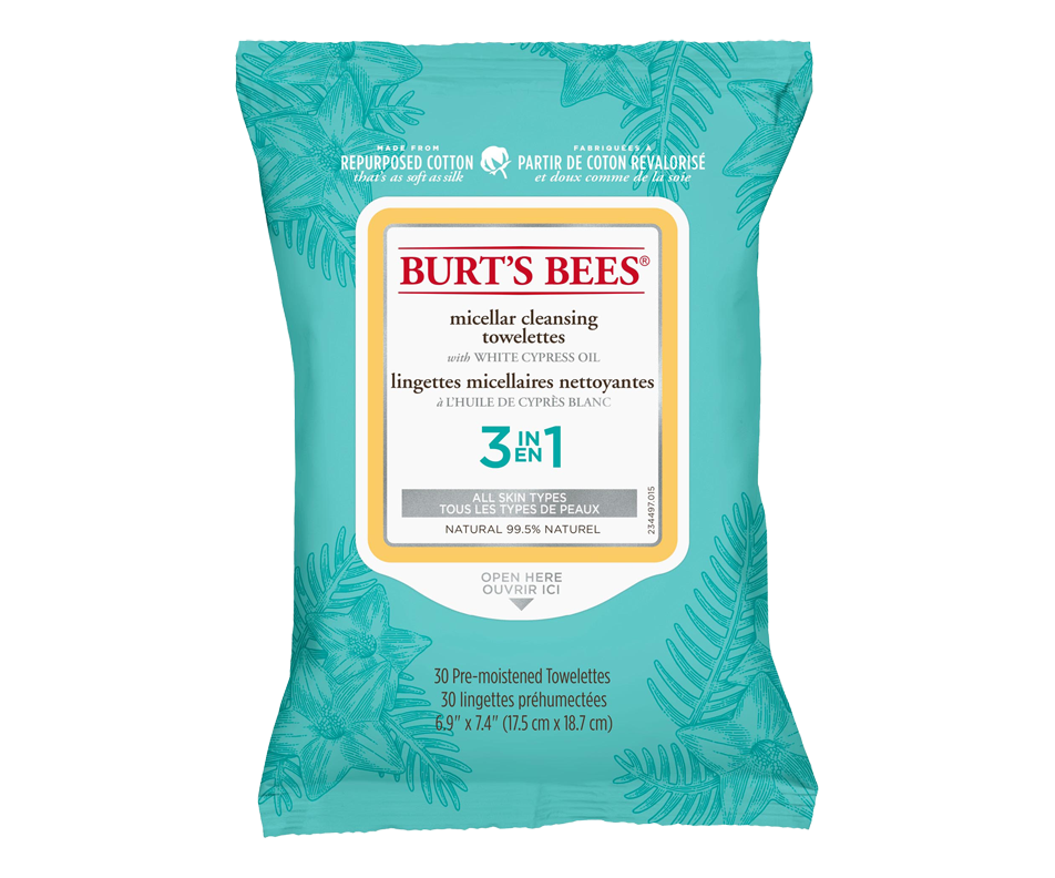 Micellar Cleansing Towelettes with White Cypress Oil, 30 units Burt's