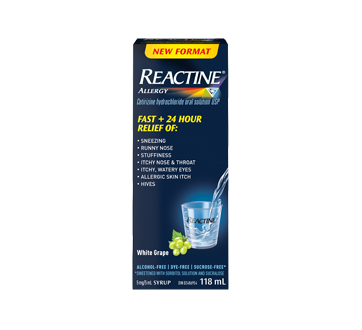 Image of product Reactine - Reactine Allergy Cetirizine Hydrochloride Oral Solution, 118 ml, White Grape